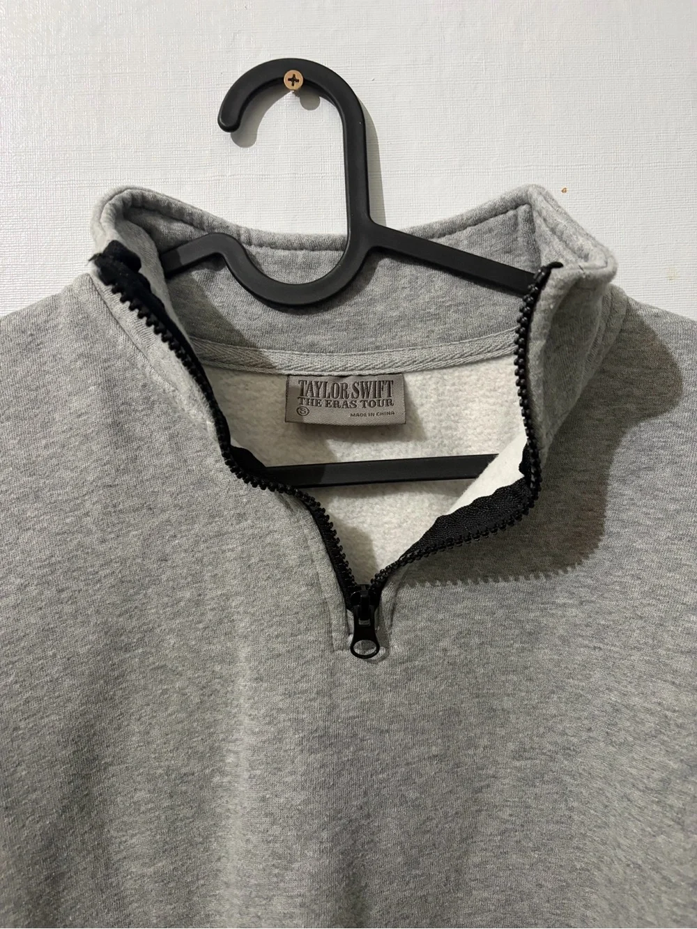 Taylor Swift Light Gray Half-Zip Pullover with Black Trim
